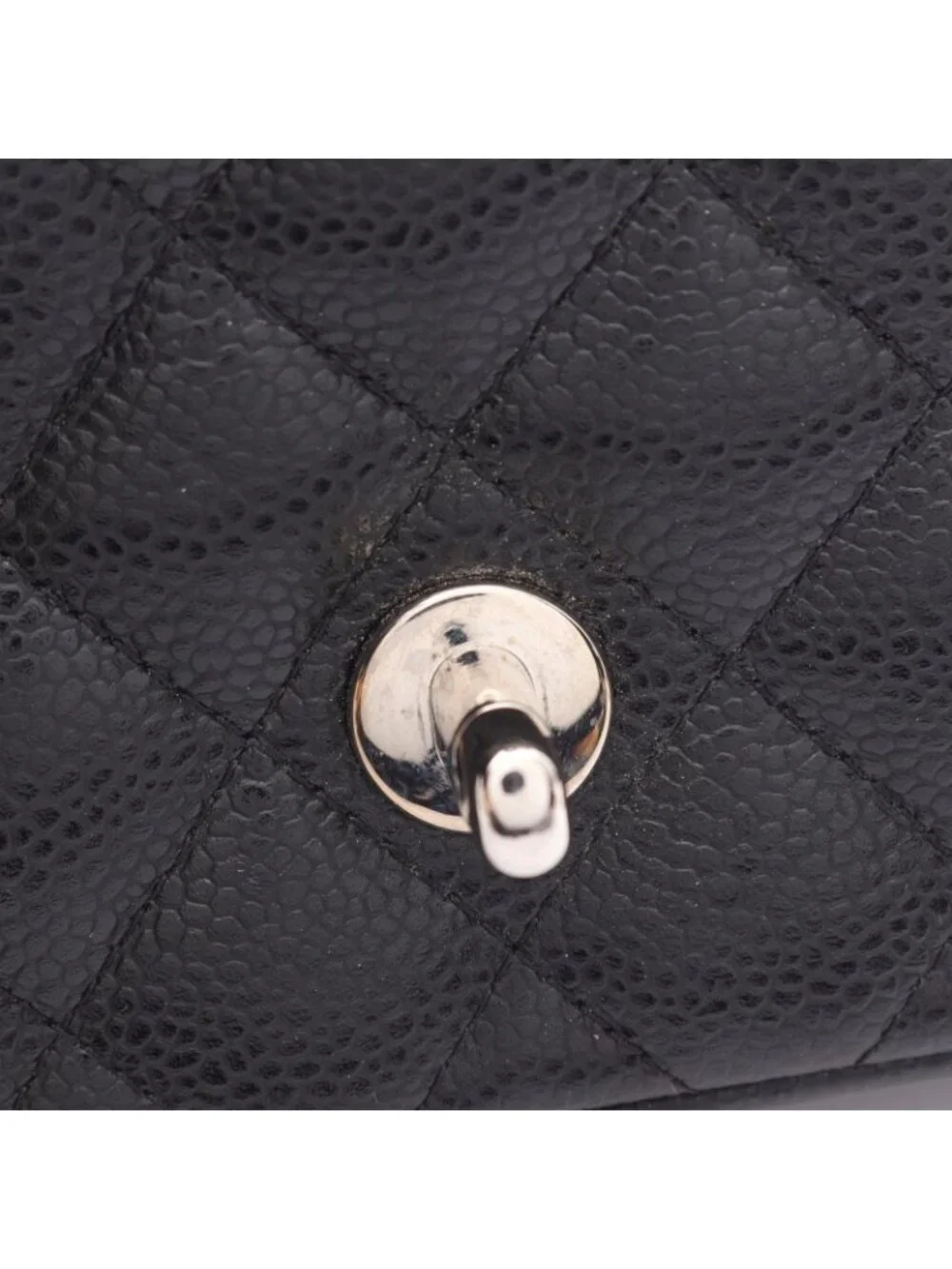 Chanel Shoulder Bag Mini Quilted Black Caviar Leather Chain